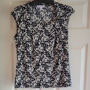 Nine West Black and White Floral Blouse